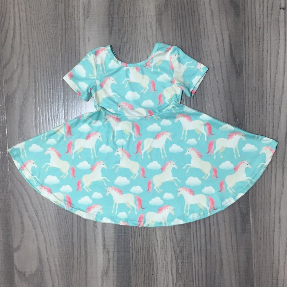 Boutique Unicorn Girls Short Sleeve Dress